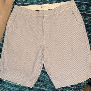 J. Crew Men’s Blue & White Striped Flat-Front Shorts Size 34